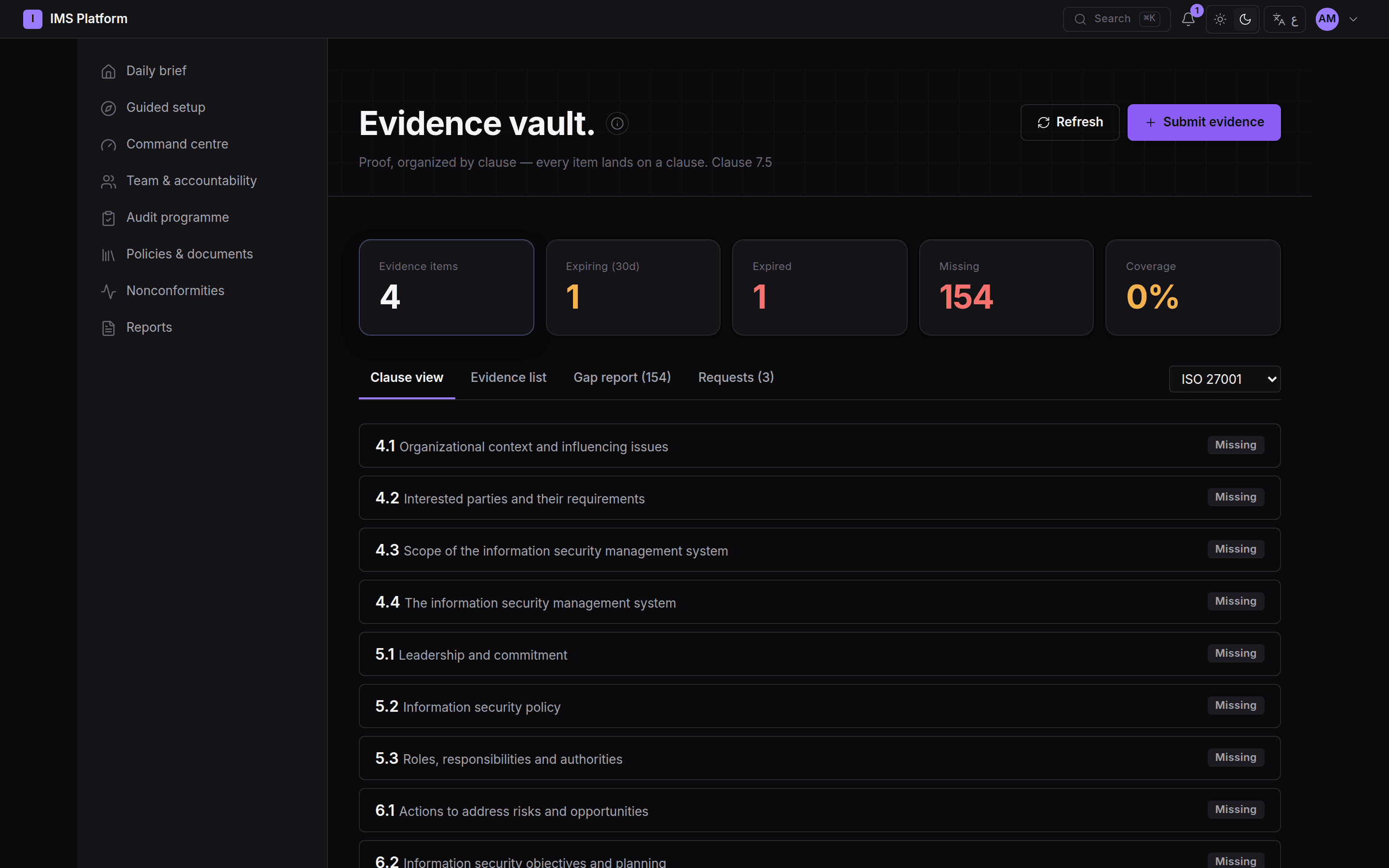 Evidence Vault mockup
